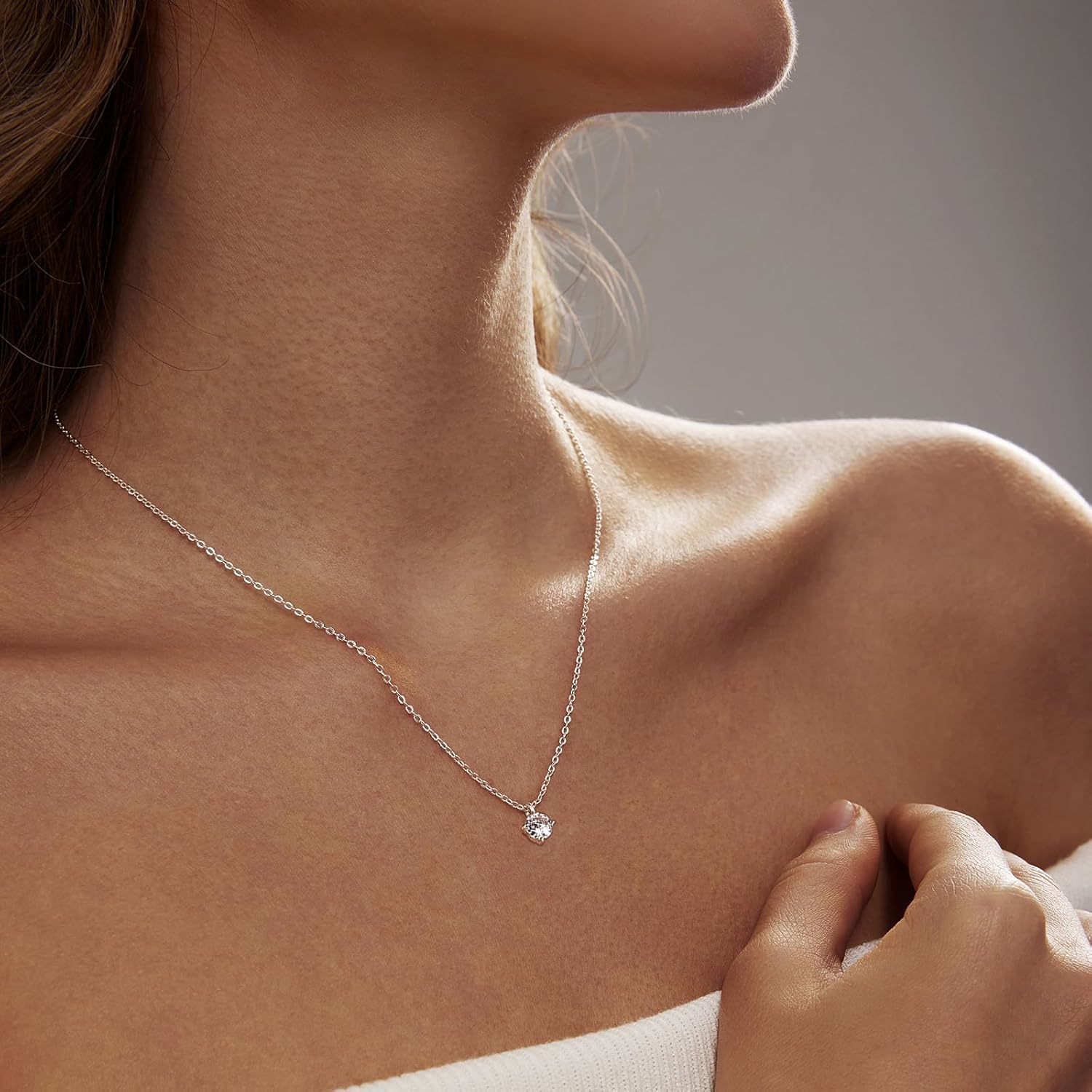 Zeffy Diamond Necklaces for Women, Dainty Gold Necklace 18k Gold Plated Layered Necklaces Simple Gold CZ Diamond Pendant Necklaces for Women Trendy Jewelry Gifts for Girls - Image 3