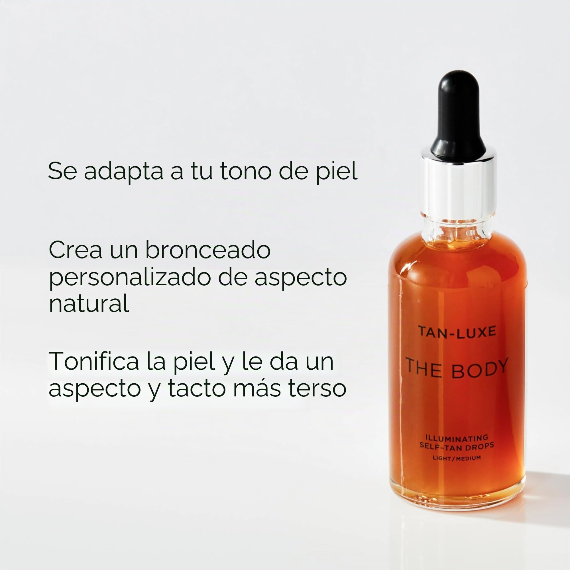 Tan Luxe THE BODY Gotas autobronceadoras, medio/oscuro (50 ml) Agregue gotas bronceadoras al cuidado de la piel para un bronceado corporal personalizado, libre de crueldad animal y vegano