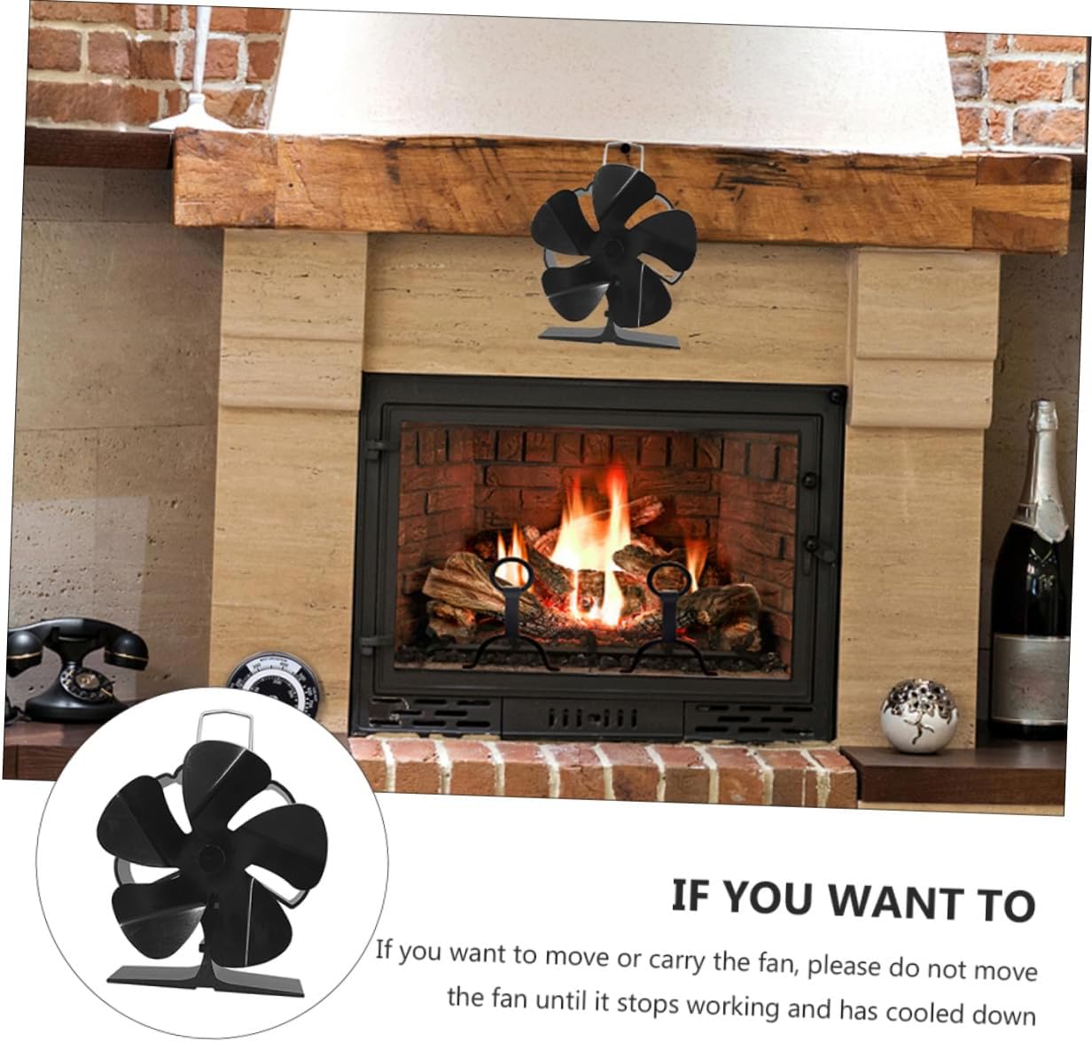 Unomor Mini 5-blade Thermal Stove Fan, Aluminum Heat Powered Fireplace Blower, Silent Metal Warm Air Circulator for Indoor and Outdoor Wood Stove Heating