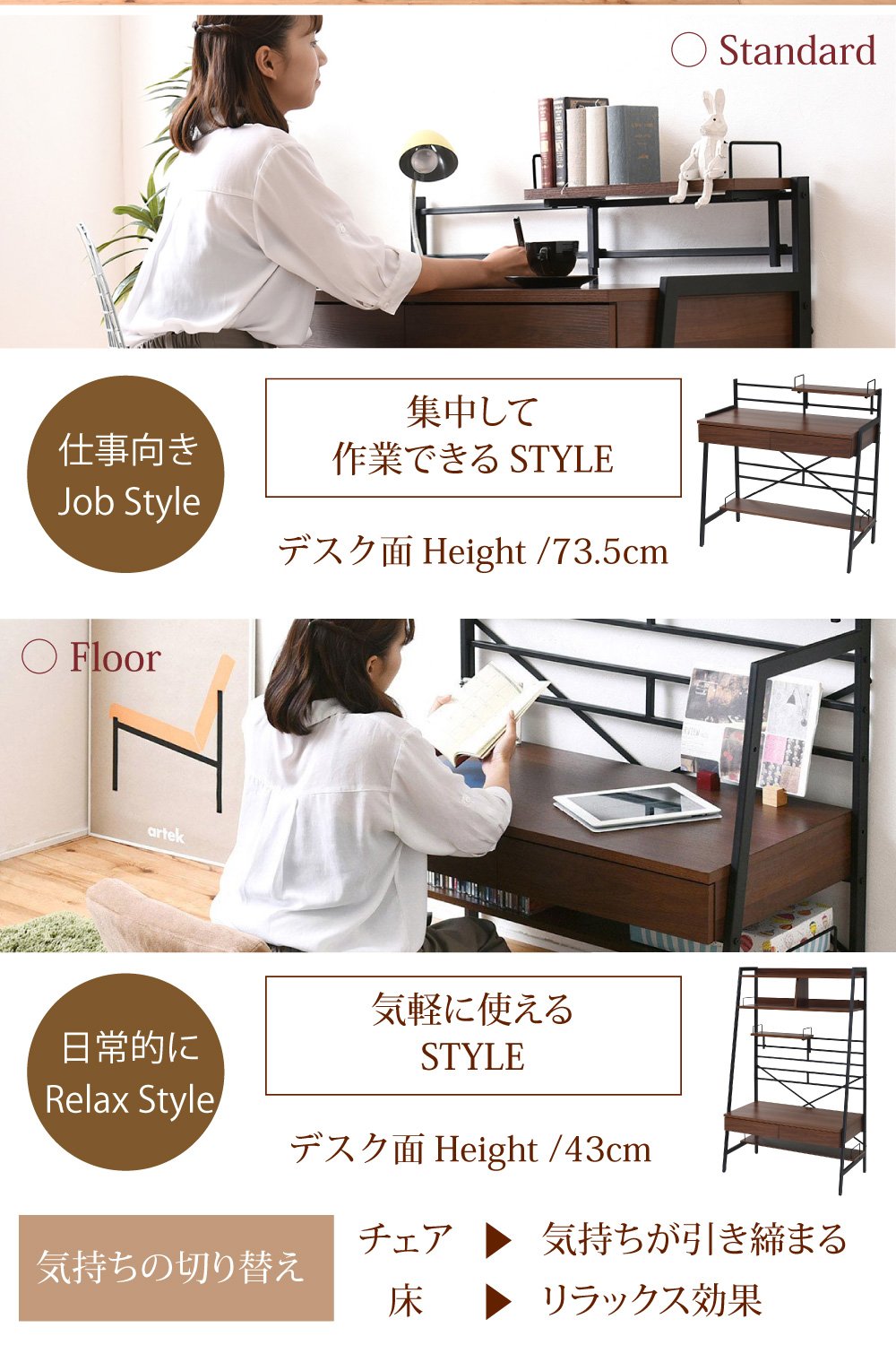Amazon.co.jp: JKプラン 2WAY パソコンデスク 90 幅 高さ調整 書斎机 