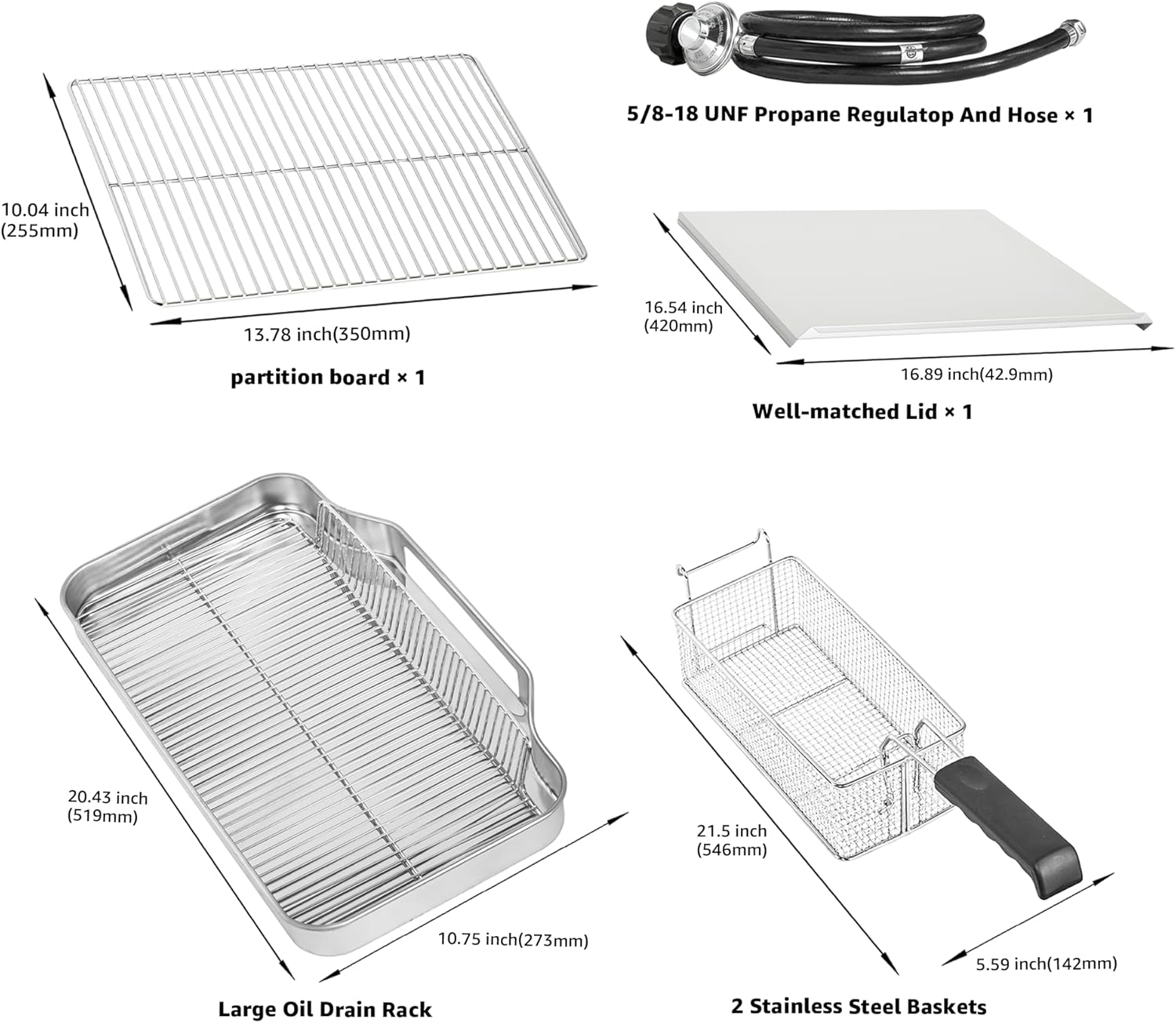EGGKITPO 29 Inch Commercial Electric Griddle Non-stick Countertop Griddle and 45.6LB LPG Gas Fryer with Ignition 22200 BTU/H