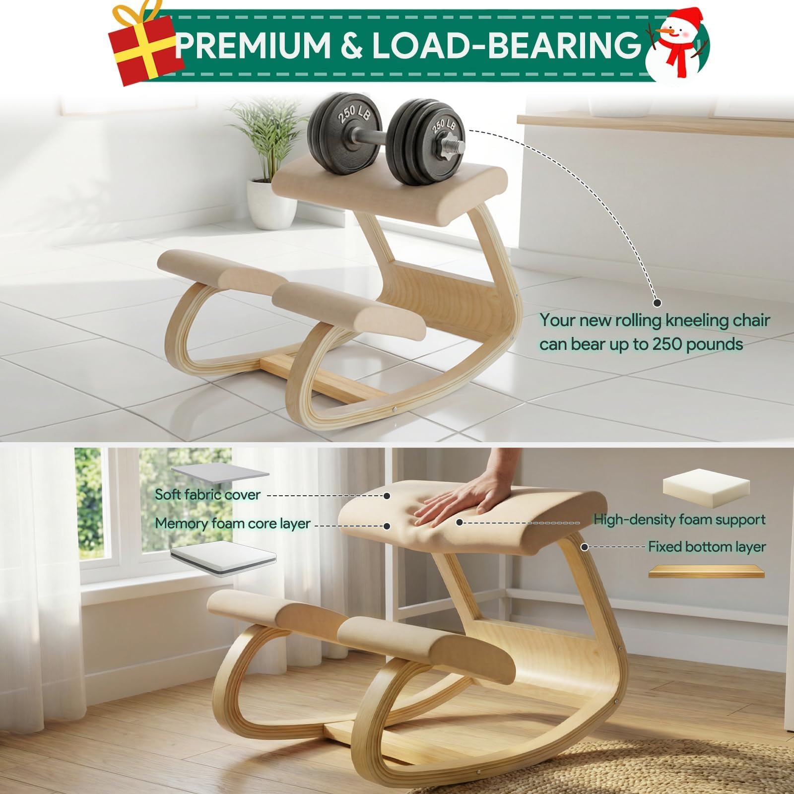 Silla ergonómica para rodillas de madera negra, corrector de postura para oficina en casa y meditación, solución de escritorio para aliviar el dolor de espalda y cuello y mayor comodidad
