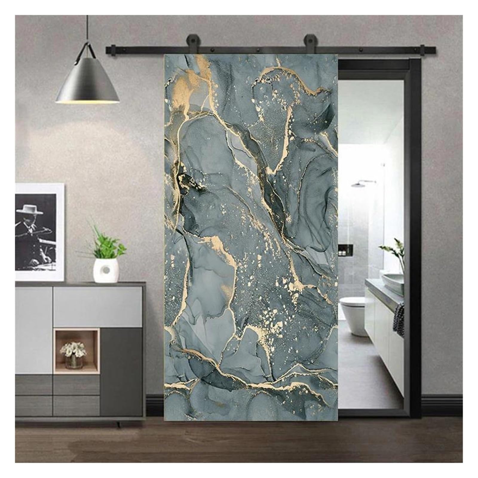 Papier peint photo 3D autocollant marbre vintage pour décoration de porte d'entrée murale