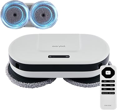 EVERYBOT EDEG2 Robot Mop Cleaner for Hard Floors, Dual Spin Powerful Mopping Removes Dust & Stains, Quiet Fast Cleaning, Slim Design for Under Furniture, Remote Control Included No Wi-Fi/APP