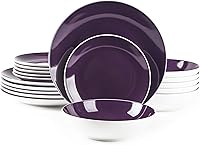 Vista 15 de juego de vajilla de gres en forma de cupé de 18 piezas, exterior blanco + interior taupe