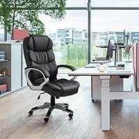 Vista 6 de GUNJI Silla de oficina de piel sintética con respaldo alto, silla ejecutiva ergonómica para computadora, silla de escritorio moderna ajustable