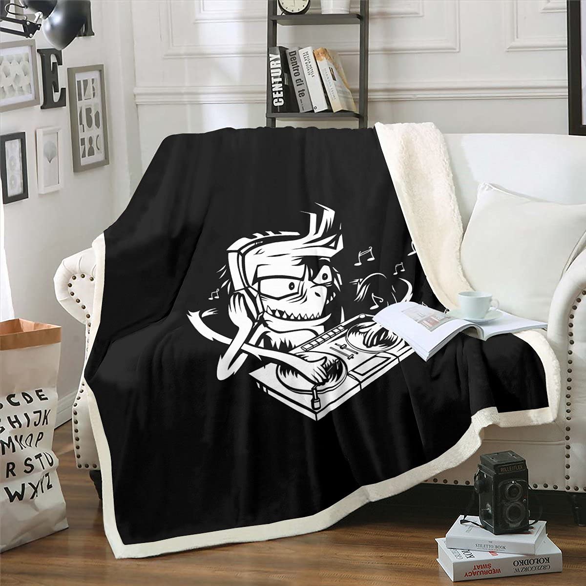Couverture motif musical anti-froid pour chambre d'enfant gamer