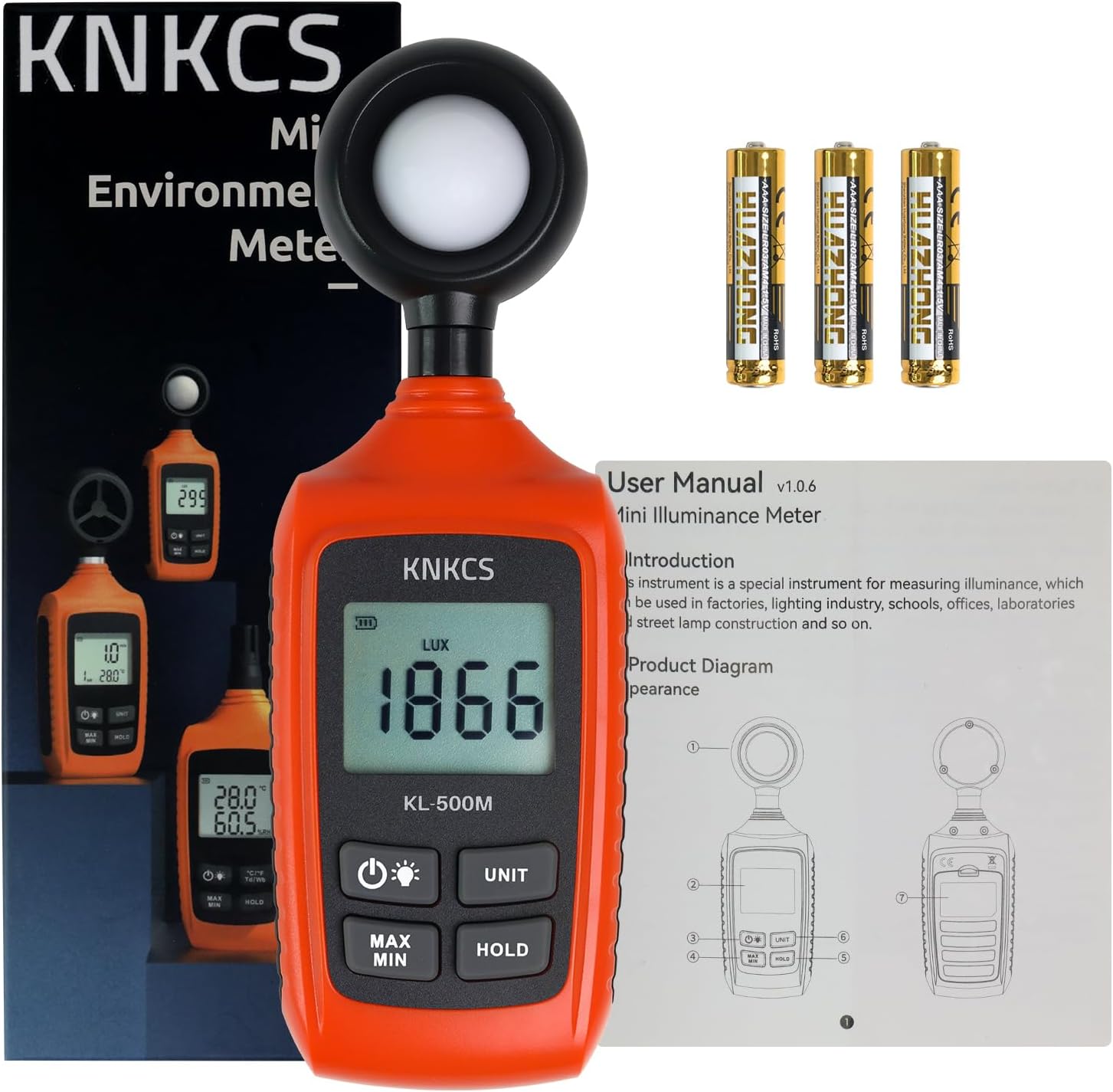 Professional Light Meter for Plants, Accurate Light Meter Photography with High-Sensitivity Probe, Auto-Ranging, Max/Min Mode, Backlit Screen, Ideal for Industrial & Studio Use