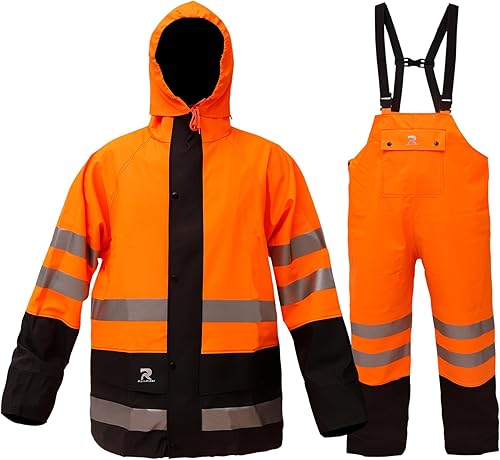 RainRider Trajes de lluvia impermeables para hombres y mujeres, equipo de lluvia resistente, chaqueta reflectante de alta visibilidad, pantalones