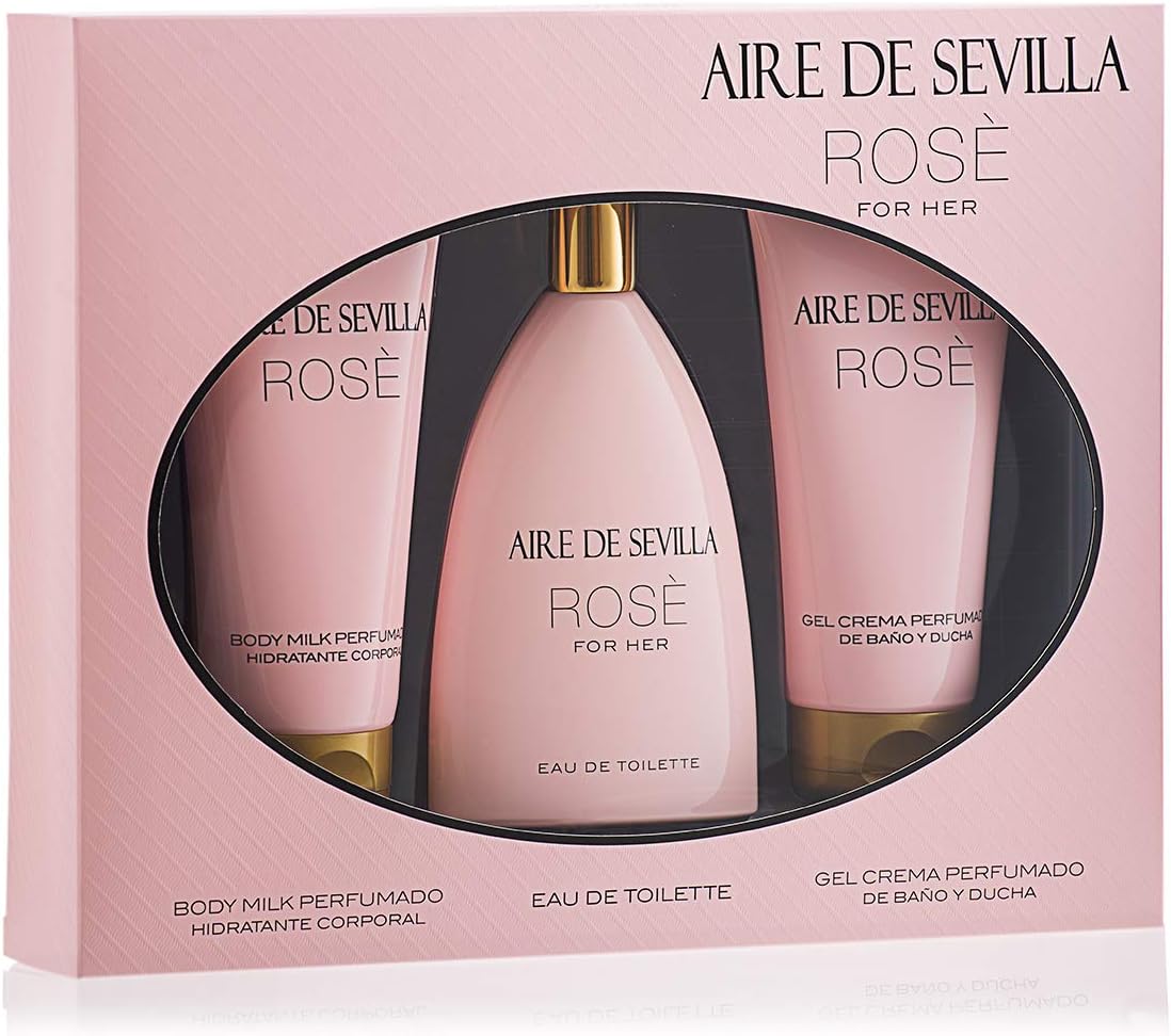 Aire de Sevilla Rose Set Body Milk/Eau de Toilette/Shower Gel for Women - Pack of 3