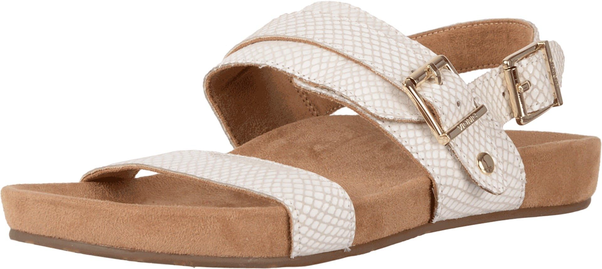 Vionic with Orthaheel Technology Women's Samar Sandal,White Snake,US 8.5 M