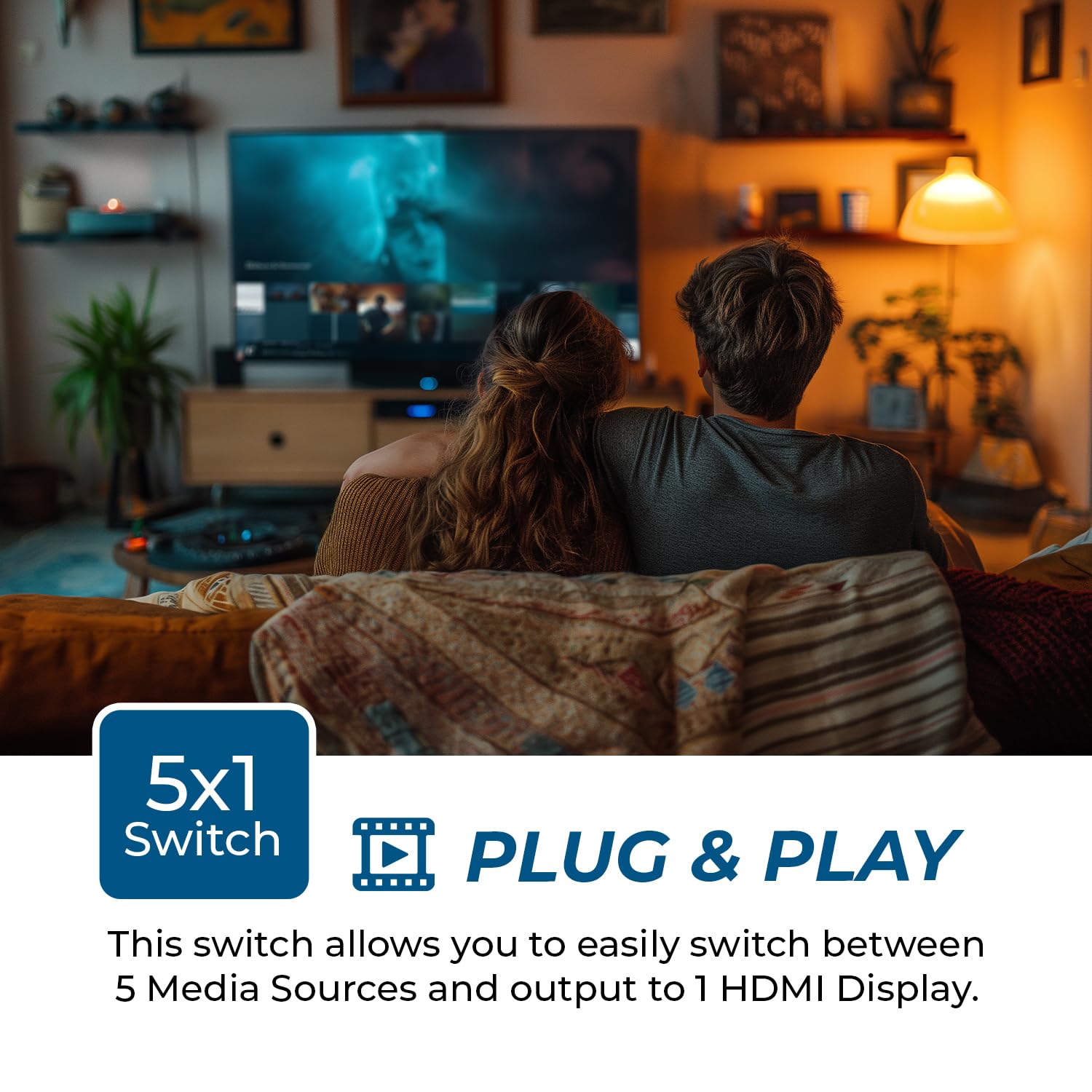 OREI Switch HDMI 8K 5 in 1 Out - Interruttore HDMI con telecomando 8K @60Hz 4:2:0/4K @120Hz 4:4:4-48Gbps Switcher con HDR10+, VRR, ALLM & QFT, CEC - per PS5, Xbox, Roku, Fire TV