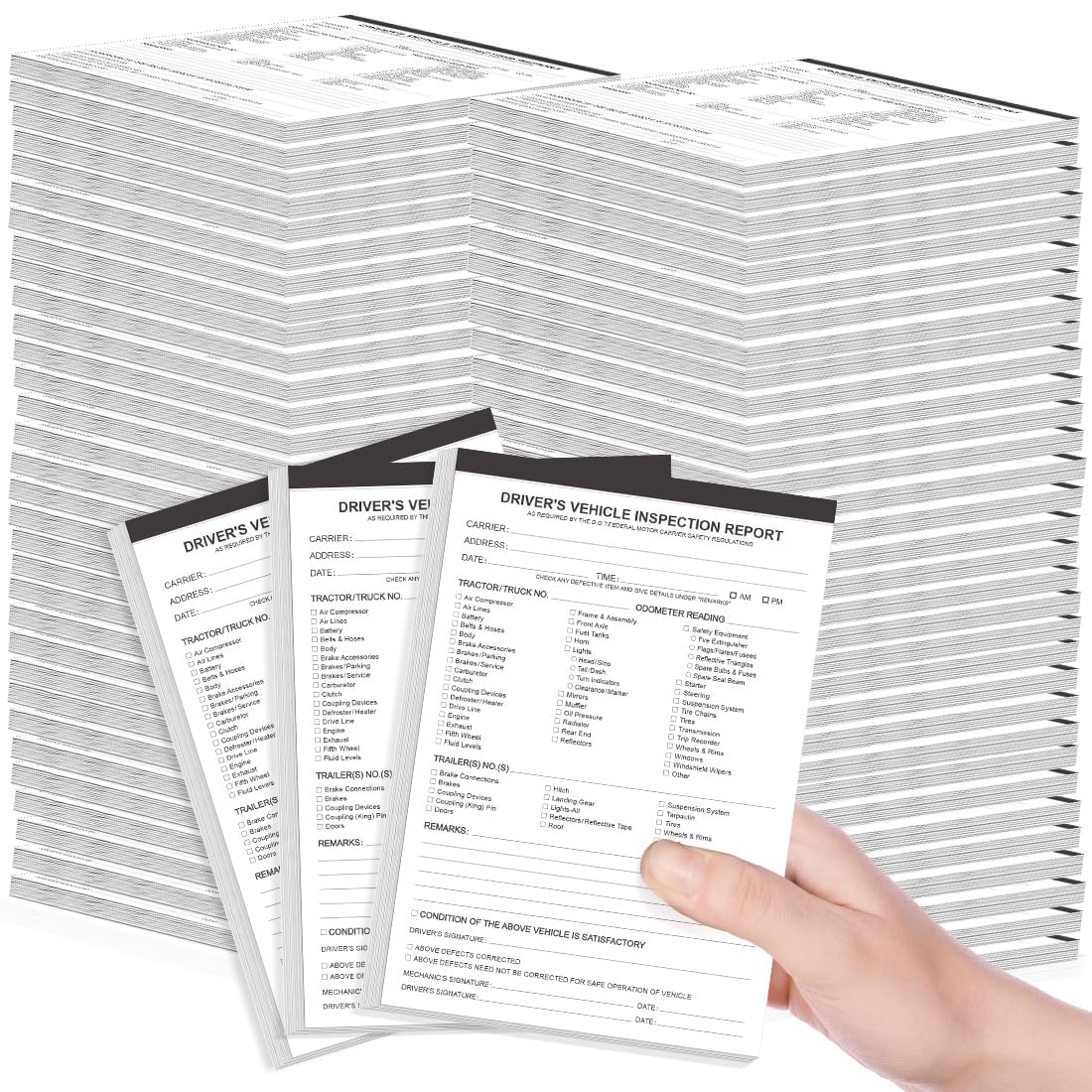 Fahrerfahrzeug-Inspektionsberichtsbuch, 2-lagig, selbstdurchschreibend | Detailformat, selbstdurchschreibend, Fahrer-Logbuch, Fahrzeuginspektion, 2-lagig