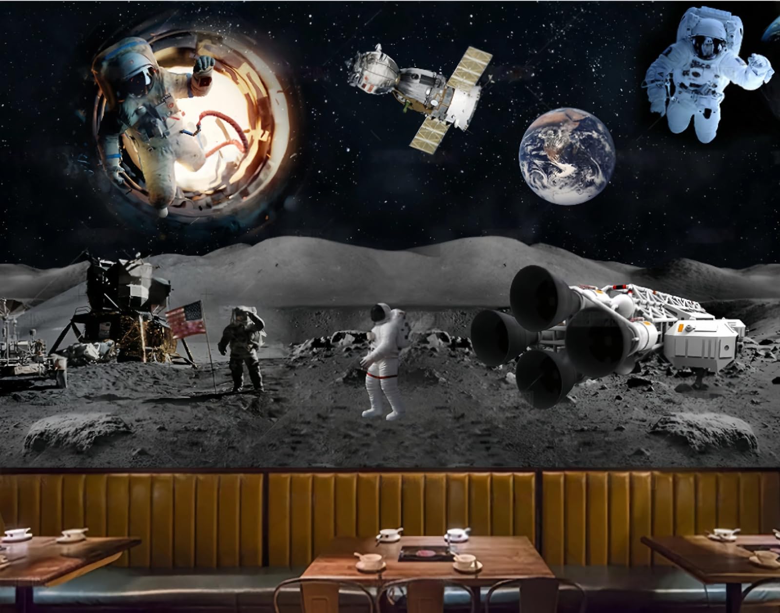 Tapeta 3D z motywem science fiction, gwiaździste niebo, do kawiarni i restauracji, 430 x 300 cm