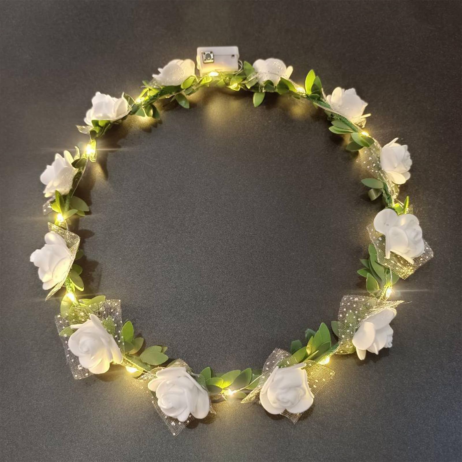 AWSOLAR 8Pcs Blumenkranz Haare LED, Weiß LED Blumenkranz Haare für Brautschmuck, Blumen Kopfschmuck, Festival, Party, Haarschmuck