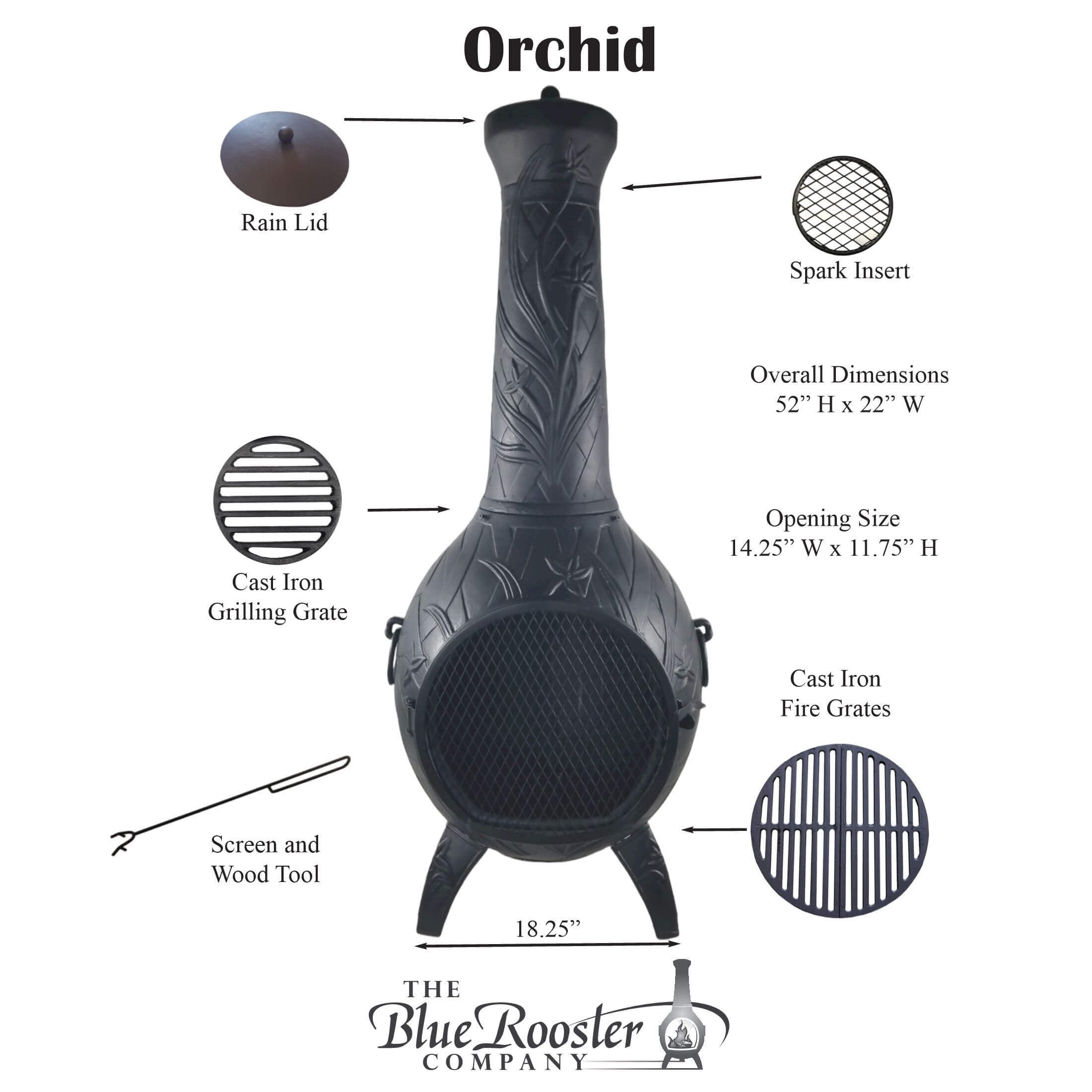 Amazon.com : The Blue Rooster Orchid Chiminea Outdoor Fireplace in