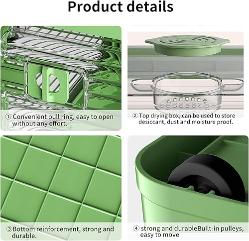 Miniatura 3 de Paquete de 3 cubos de almacenamiento apilables, organizadores de armario de 50 litros con 3 tapas, ruedas, cajones, caja plegable plegable para ropa