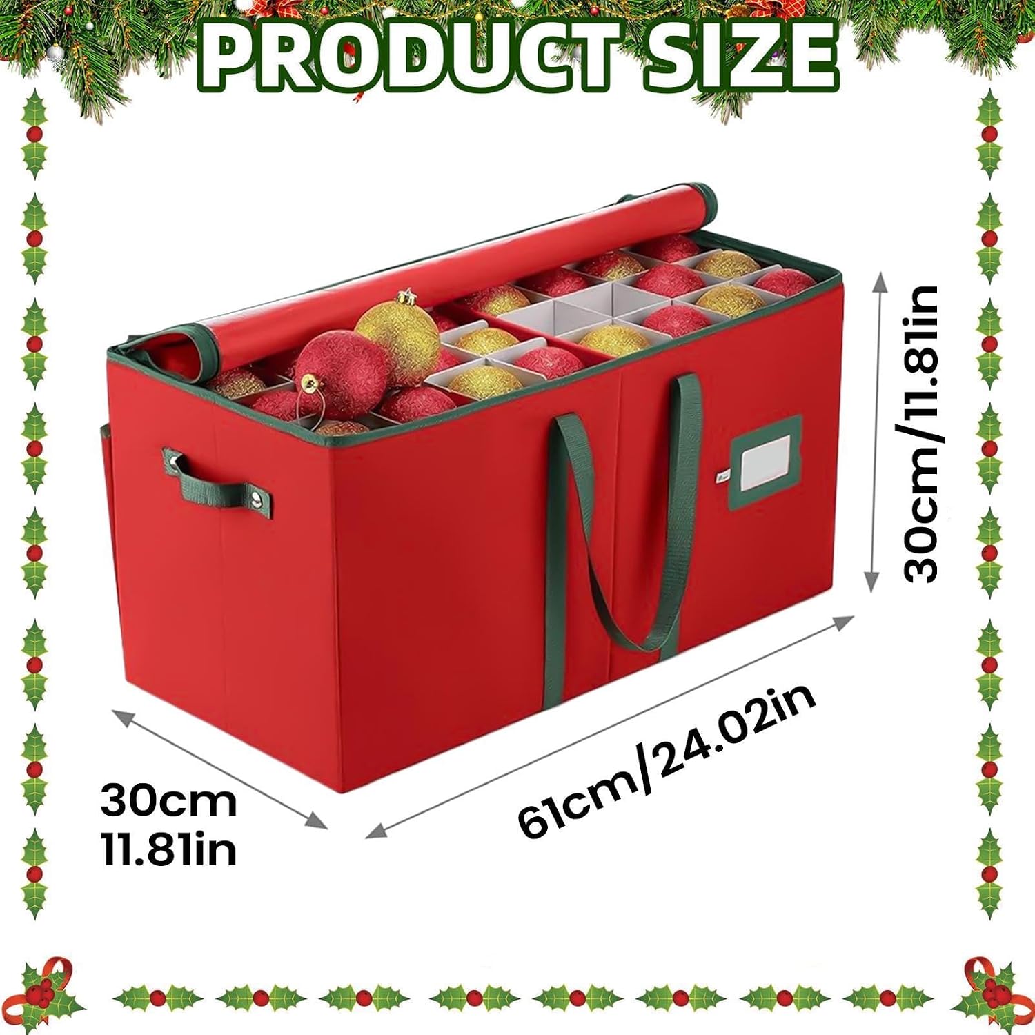 Ornament Storage Box, 128 Ball Holiday Decoration Organizer, Oxford Cloth