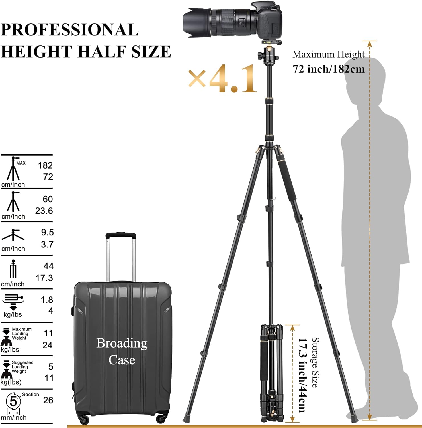 Tripod for Camera, VICTIV Heavy Duty Camera Tripod Monopod, Aluminum Travel Tripod for DSLR, Professional Tripod Stand with Strong Locking Ball Head and 2 Aluminum Quick Release Plate - Gold : Electronics