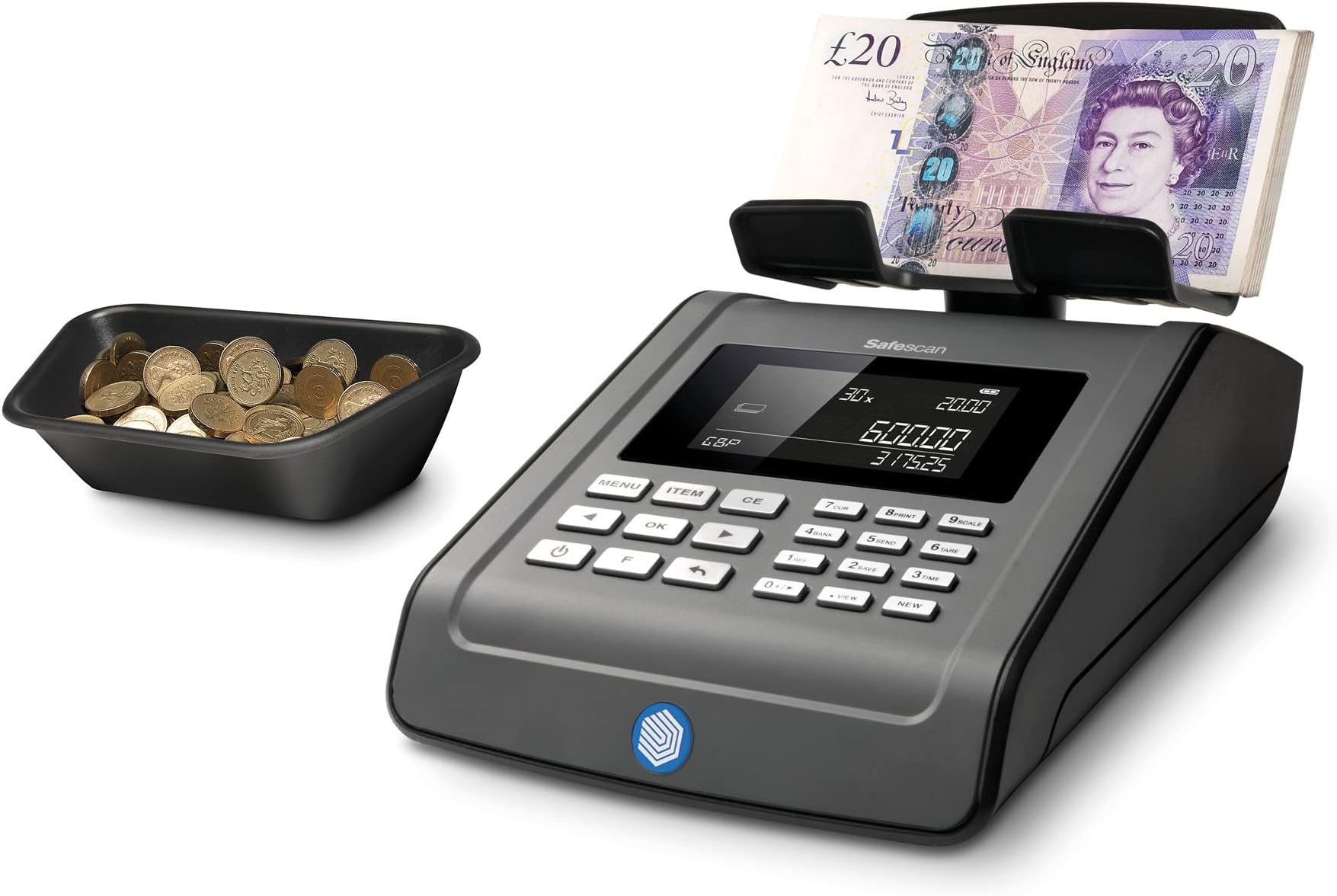 Safescan 6185 Advanced Money Counting Scale - Note and Coin Counter