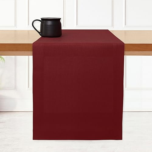 Linen Dark Red Table Runner 120 Inches Long - 100%