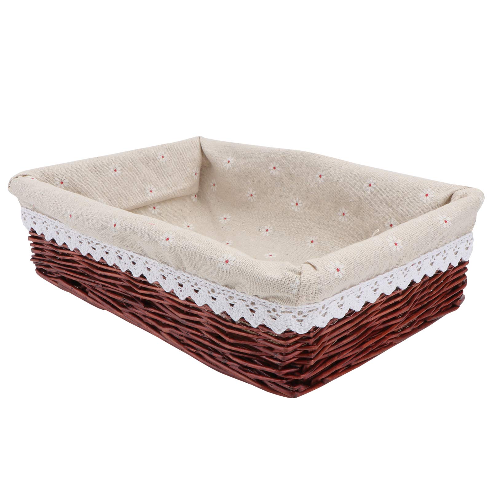 Cabilock Rattan Fruit Baskets Wicker Bread Basket Tray Willow Woven Snack Candy Serving Basket Round Desktop Storage Organizer for Key Food Kicthen Table Decoration