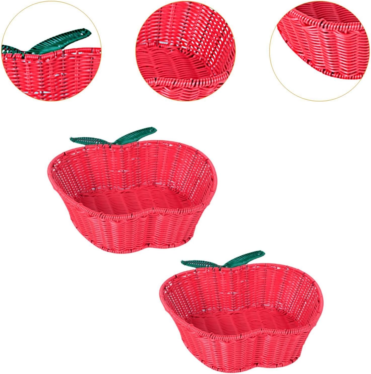 Handwoven Fruit Basket Bread Basket Snack Cookies Display Shaped Imitation Rattan Woven Basket for Food Candy Cupboard, 31cmx10cm(27cmx9.5cm 31cmx10cm)