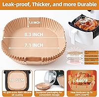 Vista 3 de Forros de papel para freidora de aire para freidora de aire de 4 cuartos de galón, 5 cuartos de galón, 6 cuartos de galón, forro desechable cuadrado