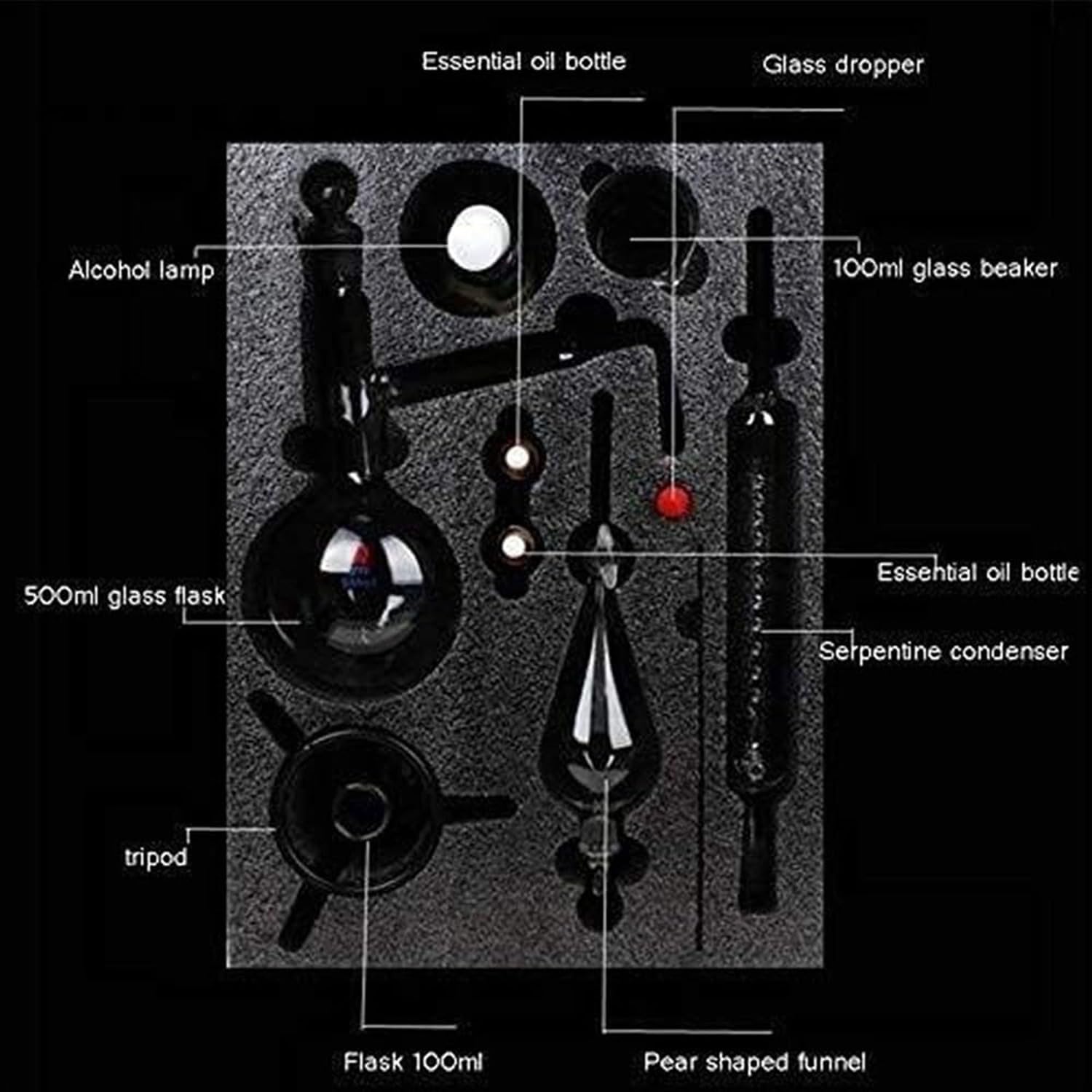 Unité De Distillation Set Verrerie De Laboratoire Industrial Science Distiller 500 Ml, Alambic Distillation Alcool, Alambic Pour Huiles Essentielles