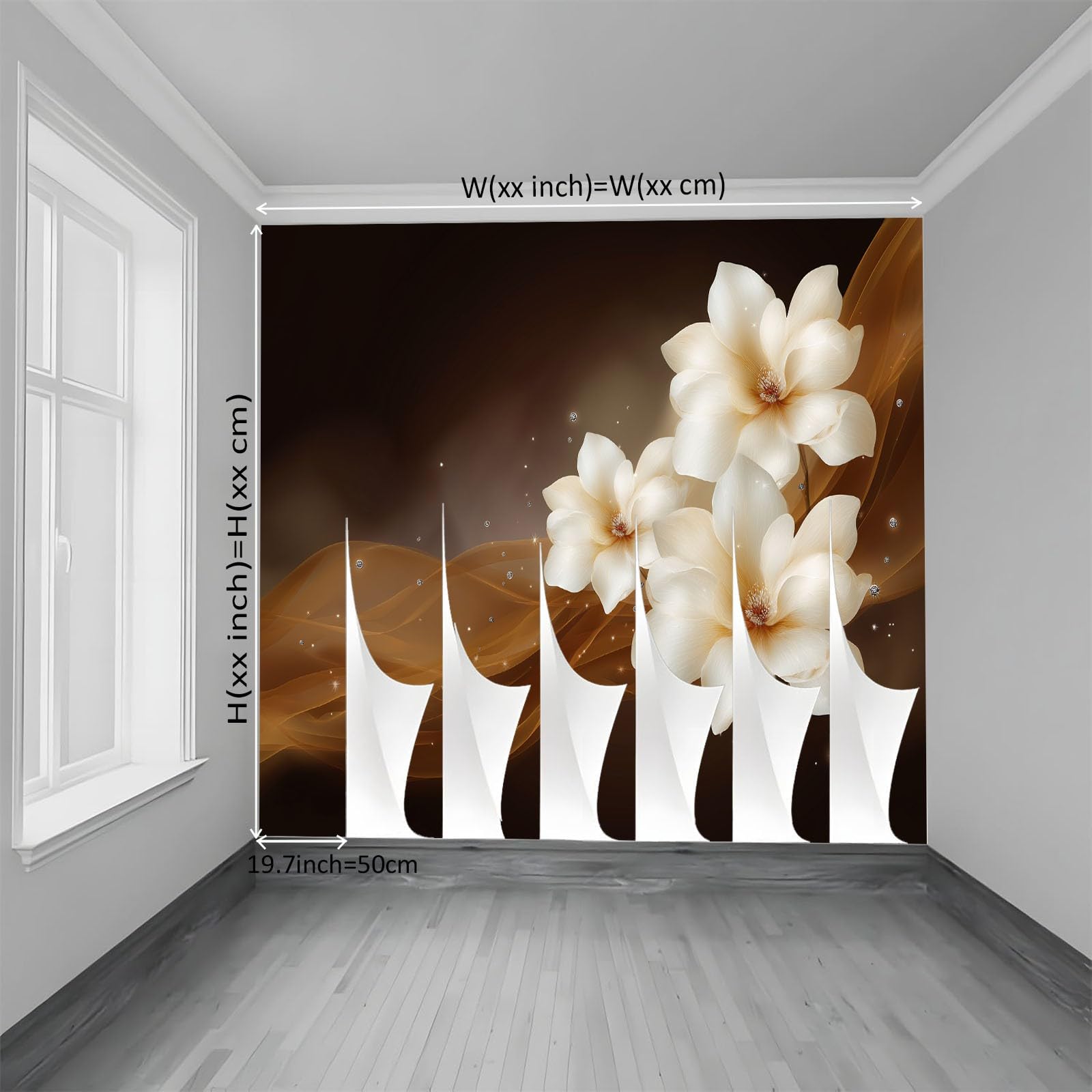 Générique Tapeta z włókniny elegancki luksusowy styl 250 l x 175H cm, panoramiczna tapeta magnolia w paski w gwiazdki - duży plakat ścienny ze zdjęciami do salonu sypialnia restauracja tło telewizora