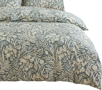 Semi Double Duvet Cover, 66.9 x 82.7 inches 170 x 210 cm, 100% Cotton, Reversible, Elegant, Leaf Pattern, Stylish, Quick Drying, Breathable, Sold Individually, Dust Mite Resistant