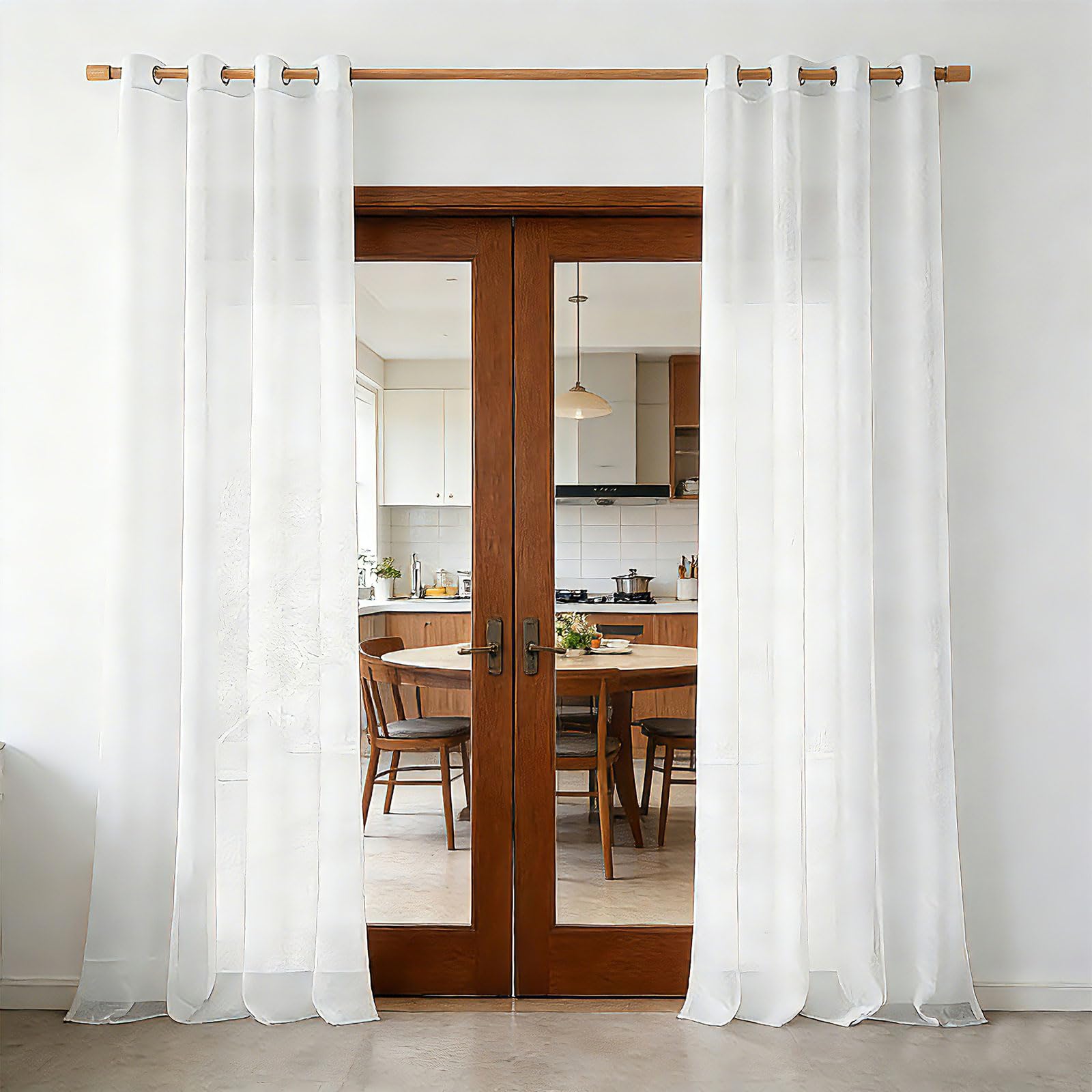 GUOJUN Stores Gardinen 190 x 280 cm Transparent Luftig Dekoschal Vorhang Schlafzimmer Transparent für Wohnzimmer Schlafzimmer, Weiß