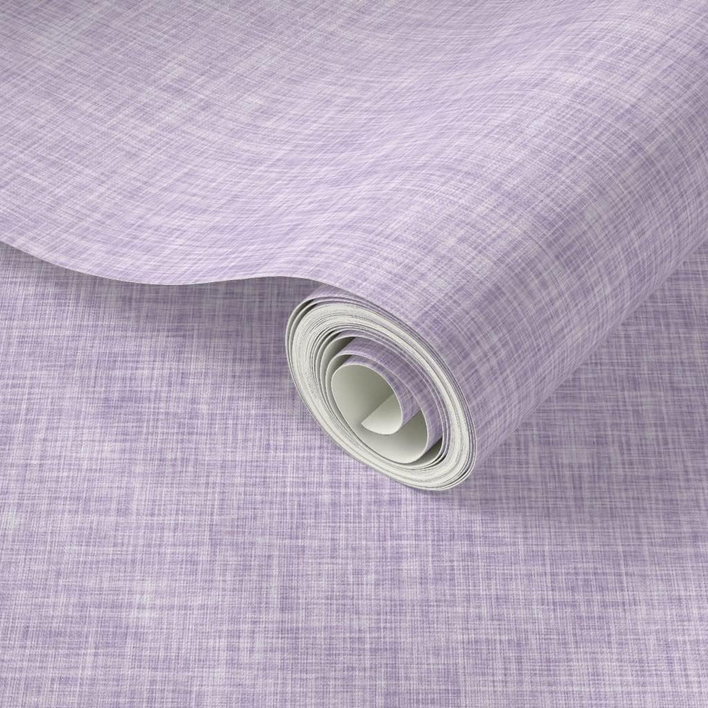 Peel & Stick Wallpaper 3ft x 2ft - Purple Lavender Linen-Look Solid Custom Removable Wallpaper by Spoonflower