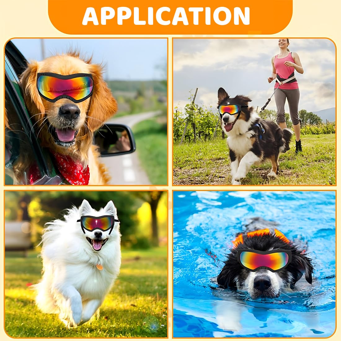 Occhiali da Sole per Cani, Occhiali da Sole Cani con Cinturini Regolabili, Protezione UV