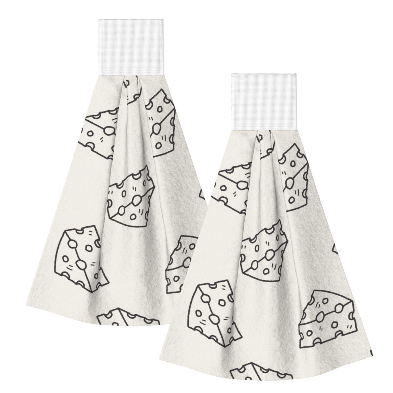 DOPKLNA Cheese Doodle Pattern, 2 Pcs Hanging Coral Fiber Hand Towels for Bathroom, Absorbent Kitchen Towels