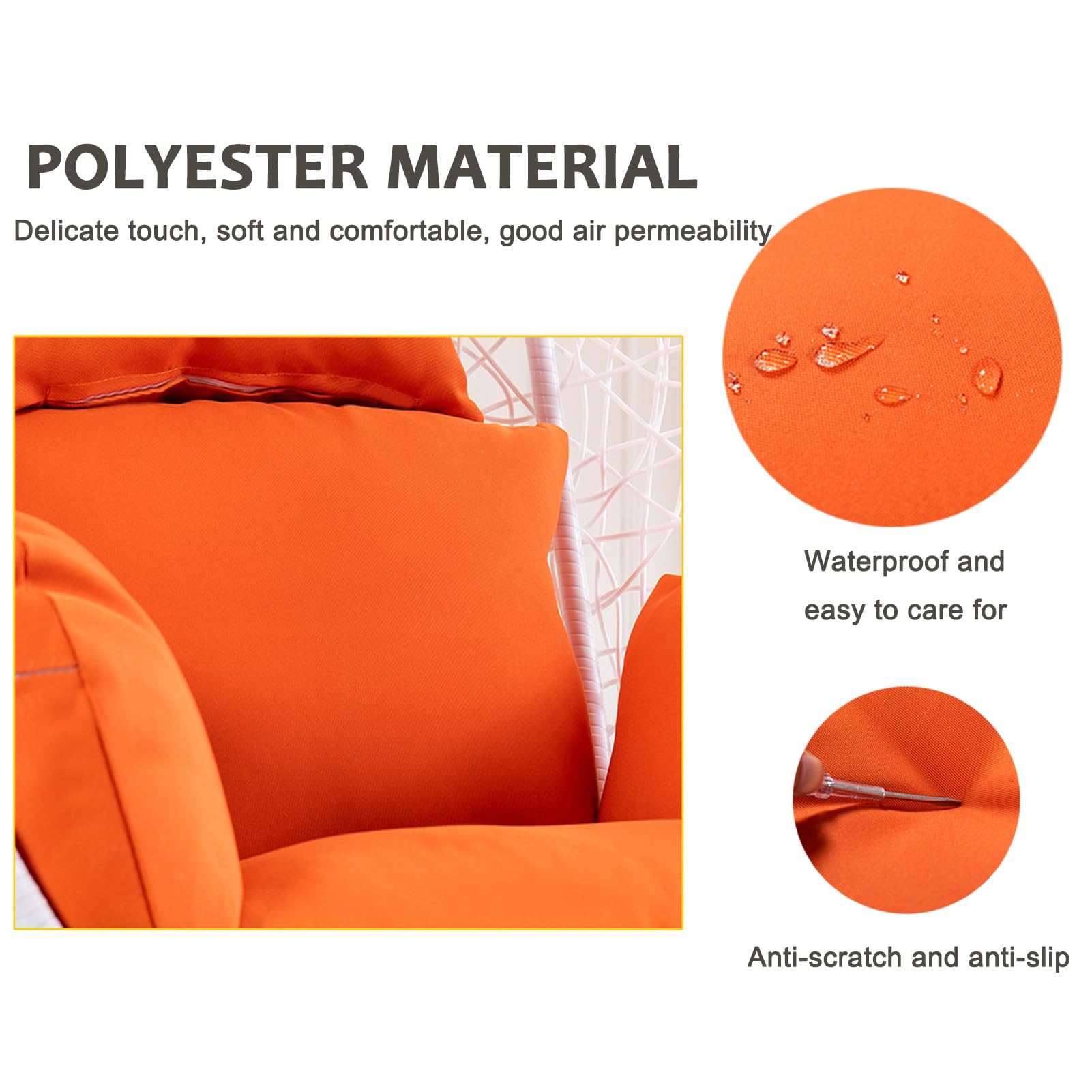 Genérico Funda De Repuesto para Cojín De Silla Colgante De Exterior,Lavable Y Gruesa, para Mecedora,para Cesta De Columpio Y Cojín Colgante De Ratán,Cesta Colgante Funda De Cojín,Light Grey