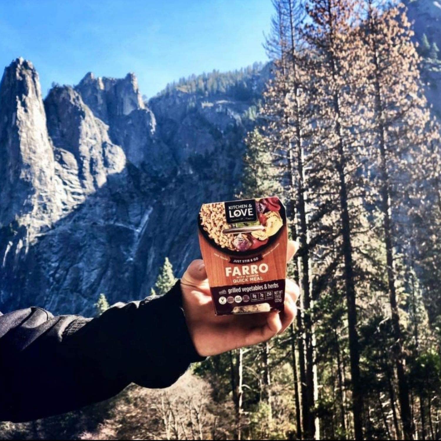 Kitchen & Love Cooked Farro, Grilled Eggplant, Zucchini, Artichokes & Herbs, Ready to Eat, Shelf Stable, Non Gmo, Dairy Free, Plant Based, Kosher, Vegan, Vegetarian, 7.9 Oz (6-Pack)