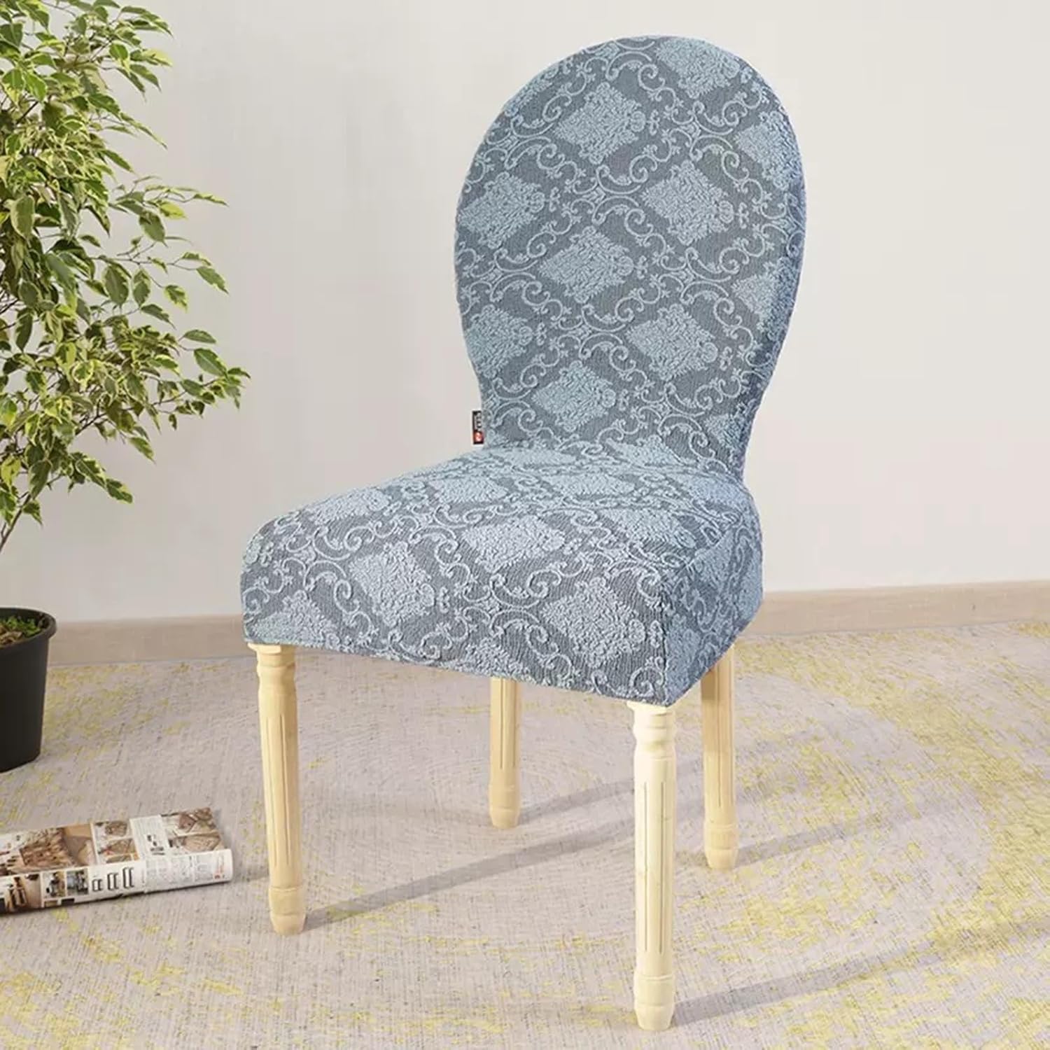 Vapor Fitness Round Back Dining Chair Covers, Stretch Slipcovers for Kitchen & Restaurant Chairs, Elastic Spandex Fabric Protector - Fits Most Round/Oval Back Chairs(Blue 1,1Pack)