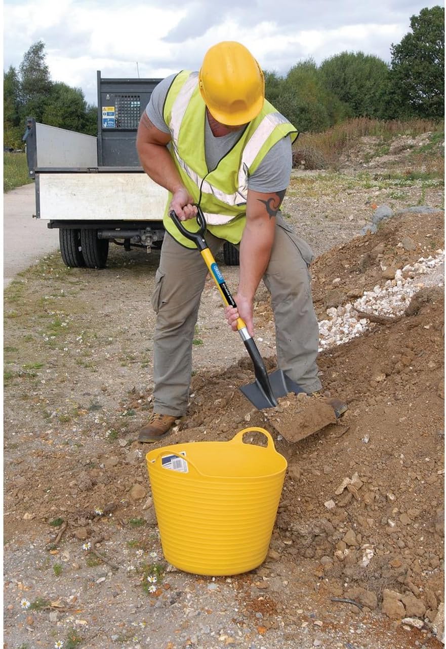 Draper 57567 BSFG Square Mouth Builders Shovel with Fibreglass Shaft, Yellow