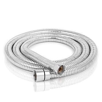 Honest SS Flexible Health Faucet Shower Tube Pipe, 1M, SILVER (Pack of 2)