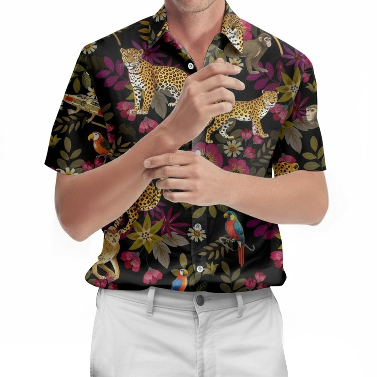 99TIMORO Funny Film Summer Button Down Shirt Men Short Sleeve Top
