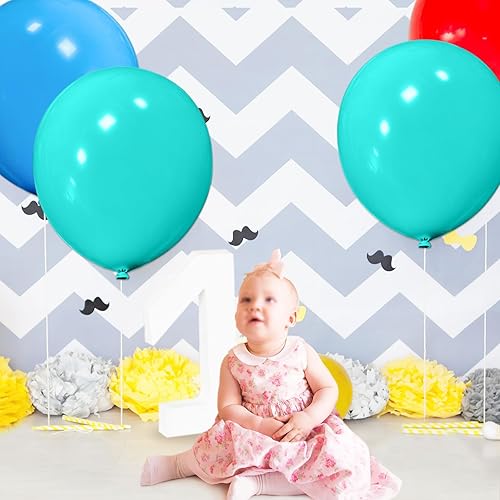 Miniatura 5 de 32 globos grandes de color verde azulado de 18 pulgadas, globos redondos grandes de látex azul Tiffany para decoración de cumpleaños y boda.
