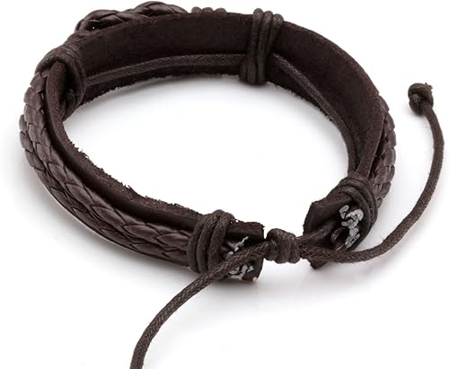 Miniatura 7 de Eigso Juego de 12 pulseras de cuero trenzado para hombres y mujeres, cuerdas de cáñamo, cuentas de madera, pulseras ajustables