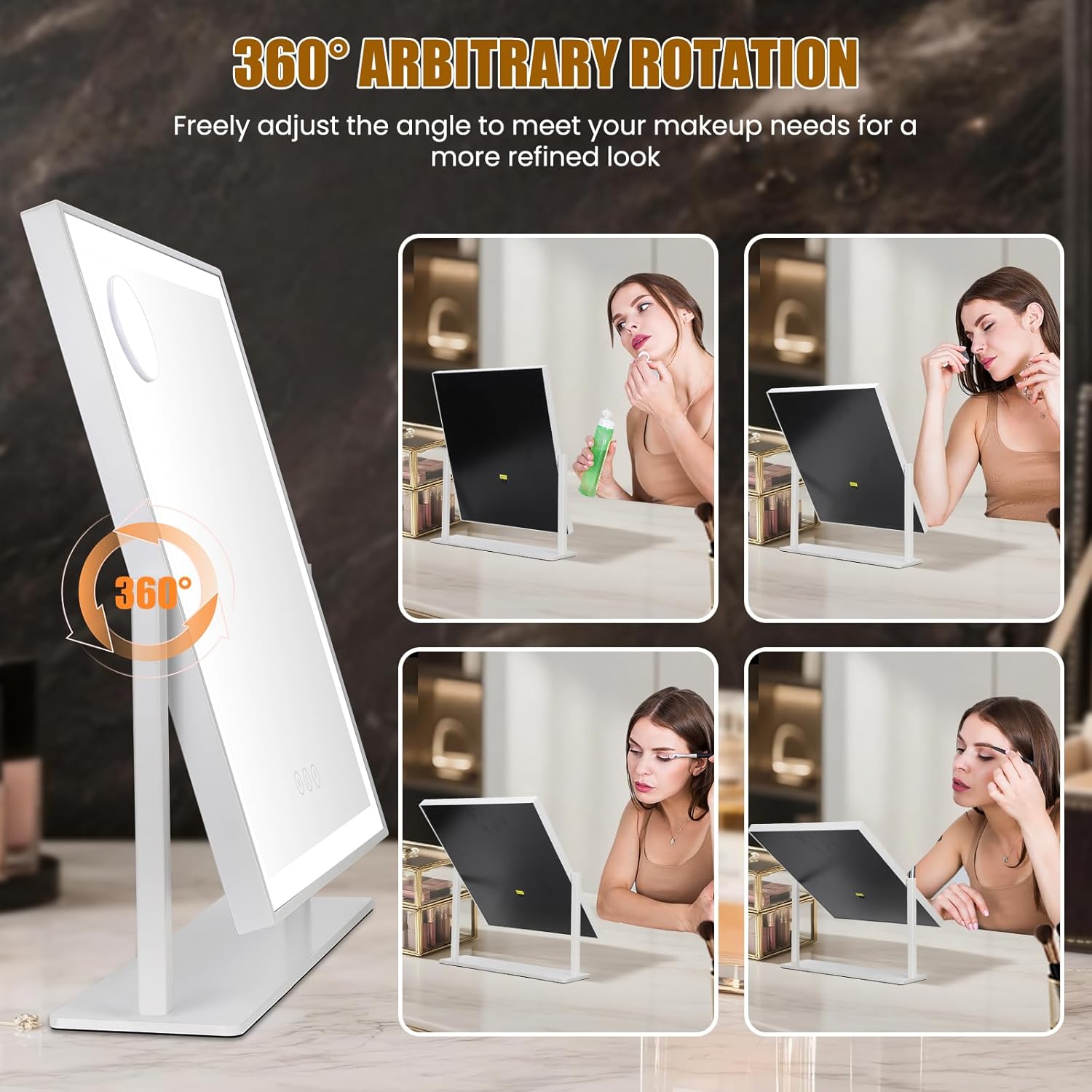 Vanity Mirror with Lights, 16"×12" LED Makeup Mirror, HD Profal
