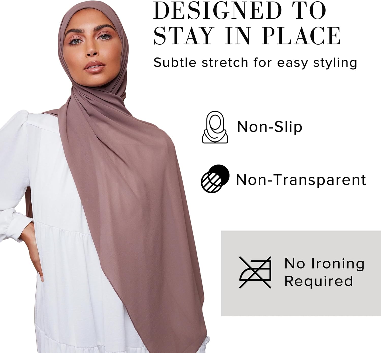 VOILE CHIC Non-Slip Premium Chiffon Hijab Scarf for Women - Lightweight Head Scarf Wrap for Full Coverage and All Day Comfort - Image 4