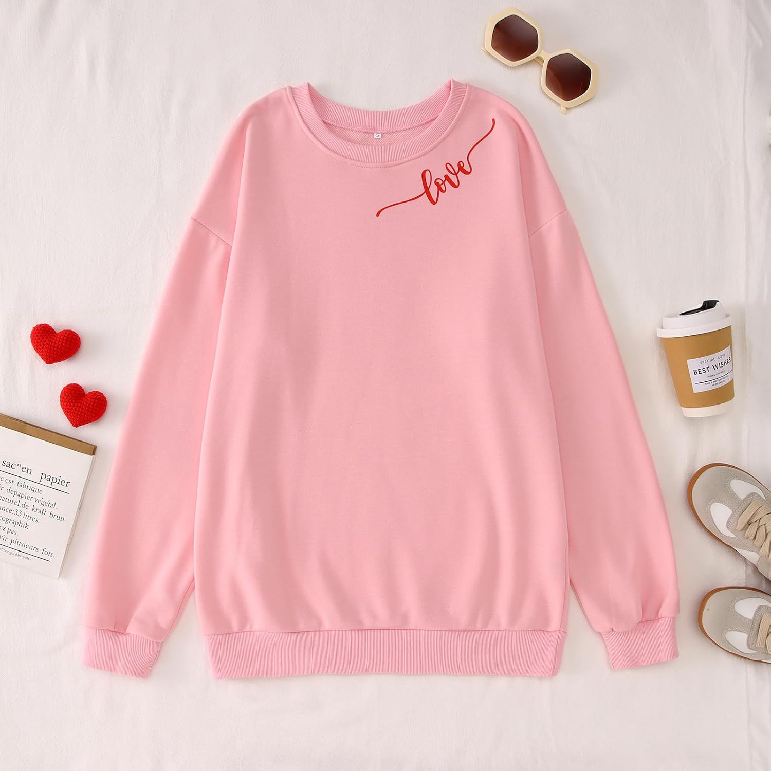 MODNTOGA Mommy and Me Valentines Crewneck Sweatshirt Love Heart Graphic Tops Long Sleeve Pullover Family Matching Outfit