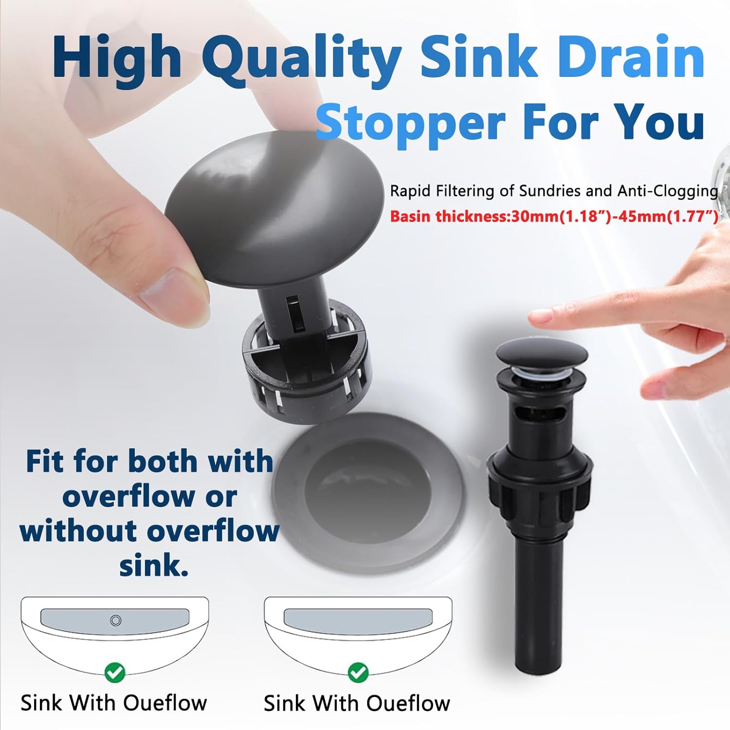 Friho Matte Black Bathroom Faucets for Sink 3 Hole,8 Inch Widespread Waterfall Vanity Faucet with Pop Up Drain and Supply Lines, FR3DC17924B - Image 6