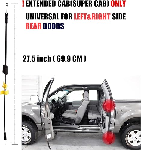 Miniatura 2 de Cable de pestillo inferior de la puerta compatible con Ford F150 Extended Cab 2004-2008 Super Cab Cable de repuesto de la parte inferior de la