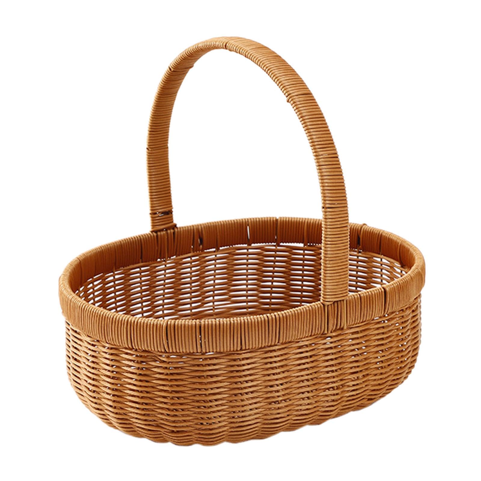 Cesto Intrecciato a Mano, Cesto per Frutta, Cesto Regalo Vuoto, Cesto da Picnic in Finto Rattan, di Fiori per Dolci, Picnic, Frutta, l