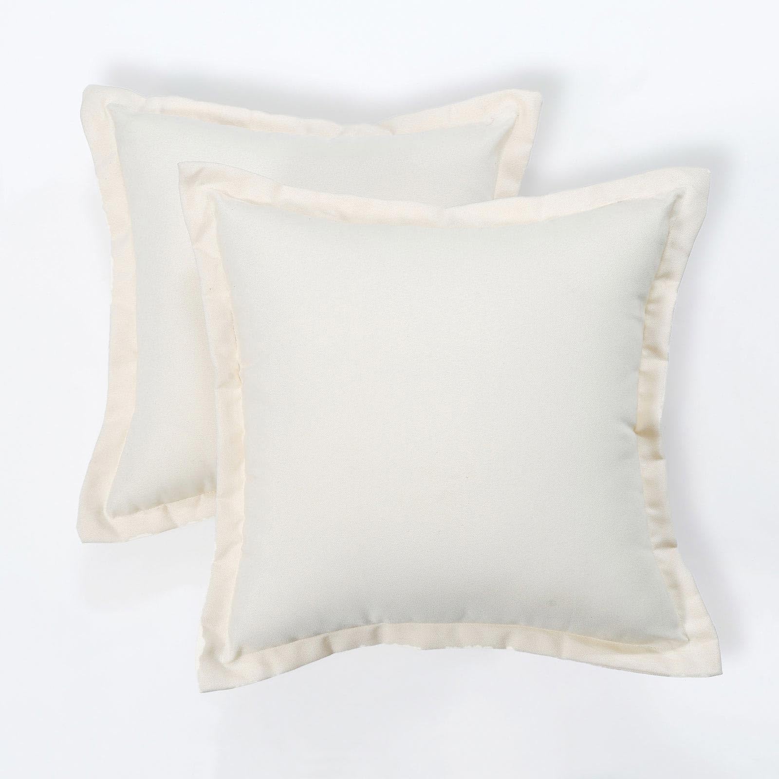 Homescapes Cream Set Of Outdoor Cushions Waterproof, Plain Natural Filled Garden Furniture Cushion, Hypoallergenic, Polyester Decorative Pillows For Indoor & Outdoor Patio, Benches & Sofa - 45 X45cm Size 2